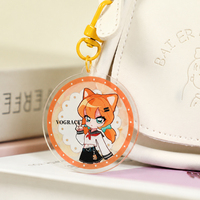 Porte-clés personnalisé en acrylique magnétique avec fleurs pressées, anime, dessin animé, écologique et léger