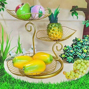 Vente en gros de paniers à fruits en fil de fer métallique à 3 niveaux, design flexible, écologique, pour la cuisine, le salon, la maison, l'hôtel - Product Image 3