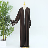Abaya en viscose unie, brodée à la main, perlée, antistatique et respirante, idéale pour les occasions de mariage