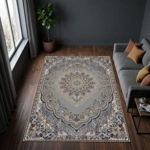 Tapis de salon géométrique à poils moyens, insonorisant, lavable, antidérapant, imprimé, fabriqué à la machine, pour maison moderne - Product Image 3