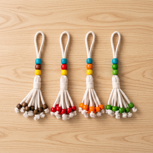 Colgante de Macramé Bohemio de Algodón con Borlas y Cuentas, Adorno de Guirnalda DIY para Colgar en el Hogar y el Coche, Regreso a Clases - Product Image 2