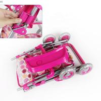 Cadeaux pour filles Faire semblant de jouer à la maison Jouet Simulation Pliable Landau Fer Bébé Poupée Poussette Ensemble