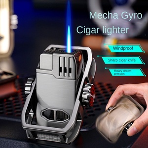 Mecha Gyro moderno torcia a fiamma blu accendino con antivento in metallo taglio sigari per il fumo e BBQ per il Design moderno - Product Image 3