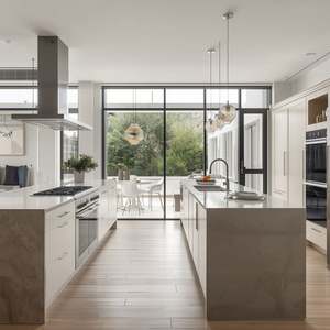 Meuble de cuisine moderne en bois massif assemblé, avec structure en MDF, évier, robinet, charnières, tiroirs et paniers, prix de gros - Product Image 6