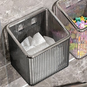 Wall Mounted Cosmetic Storage <b>Box</b> <b>Heavy</b> <b>Duty</b> No Drilling Required Bathroom Makeup Organizer Solid Color Hanging Basket - Product Image 3