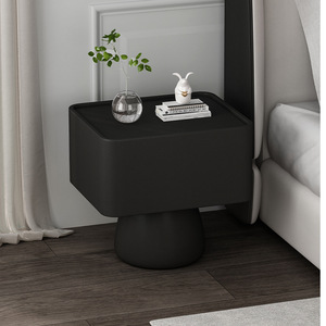 Mesita de noche minimalista moderna con almacenamiento, superficie de madera, mesa auxiliar para dormitorio infantil - Product Image 2