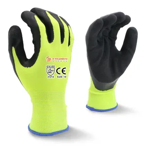 ENTE SAFETY Venta al por mayor transpirable 13G poliéster látex espuma recubierta guantes de trabajo para trabajo regular