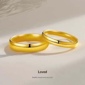 Anillos de Pareja Geométricos Simples con Bisel de Acero Inoxidable Chapado en Oro de 18K de BKG Trendy, Anillos Delicados a Juego para Él y Ella - Product Image 2