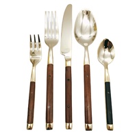Nouveaux couverts en bakélite forgés noirs avec 3 poignées rivetées couteau à steak en acier inoxydable fourchette cuillère vaisselle ensemble de couverts en cuivre