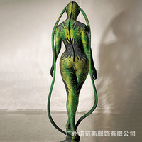 Bodysuit Green Housefly Gaya Robot Ballroom Seksi untuk Pertunjukan Tari Cosplay Pesta Halloween Pakaian Klub Malam Bar Pertunjukan