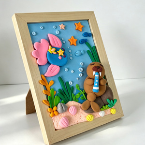 Kit de loisirs créatifs pour enfants : cadre <span class=keywords><strong>photo</strong></span> en argile à modeler DIY avec animaux marins sous-marins - Product Image 2