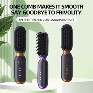Portable sans fil 2-en-1 brosse à cheveux lisseur plaque en céramique à chauffage rapide ion négatif pour la maison hôtel utilisation Source d'alimentation USB - Product Image 3
