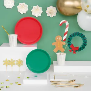 DAMAI Custom Disposable Party Plates and Cups Christmas Party Santa Disposable Cutlery and Tableware Set - Product Image 6