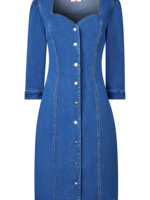 Robe décontractée en denim délavé à demi-manches de style moulante OEM pour femmes