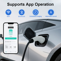 Cargador Portátil para Vehículos Eléctricos OLINK de 7kW, Tipo 2, 32A, Corriente Ajustable, Certificado CE, con Bluetooth y WiFi para Hogar y Garaje