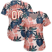 Kemeja Hawaii Kustom Motif Daun Palem dan Bunga, Jersey Baseball Modis, Kemeja Kancing Depan, Atasan Kemeja Baseball