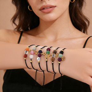 Pulsera de Piedras Naturales con los 12 Signos del Zodiaco Yi Sugar para Mujeres y Hombres, Pulsera de Papel Trenzado, Regalo para <span class=keywords><strong>Leo</strong></span>, Virgo, Libra, Ajustable - Product Image 4