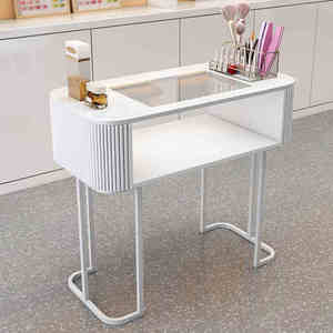 <span class=keywords><strong>Table</strong></span> à ongles style crème blanche multifonctionnelle en verre pour une personne, ensemble complet, luxe léger, <span class=keywords><strong>table</strong></span> à ongles minimaliste pour la maison - Product Image 2