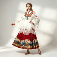 Ensemble Lolita chinois pour adulte, style Ming, mélange Hanfu, col croisé, broderie riche, grande jupe évasée, tenue Lolita