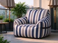 Fauteuil pouf moderne en tissu rayé, imperméable et résistant aux UV, pour intérieur et extérieur, confortable, pour une personne