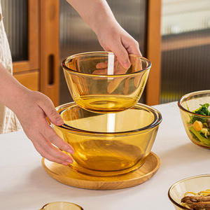 Mangkuk Kaca Borosilikat Tinggi Apannis Amber, Aman untuk Microwave, Tahan Suhu Tinggi, Tidak Beracun, Lapisan Kerak Modern, Desain Modern untuk Pesta dan Rumah - Product Image 5