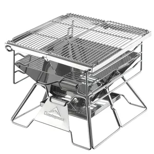 CAMPINGMOON Portable Wire Bbq Grill Net Stainless Steel Camping Accessories Reusable Non-Stick Bbq Net Barbecue Grill Grates
