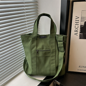 Sac à bandoulière en toile lavée rétro PEIQUAN, tendance japonaise et coréenne, couleur unie, sac fourre-tout décontracté pour le quotidien et le shopping - Product Image 1