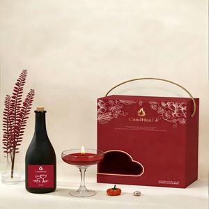 Ensemble de bougies CandHeal Art, forme conique, parfum vin rouge, cire de soja, boîte cadeau avec pot en verre, occasion mariage - Product Image 2