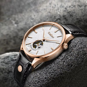 Montre pour homme <span class=keywords><strong>Cadisen</strong></span>, mouvement Miyota, squelette, mécanique manuelle, décontractée, bracelet en cuir, saphir, étanche 5ATM - Product Image 4
