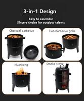 Horno de Barbacoa Fácil de Montar, Parrilla Multifuncional 3 en 1 para Exteriores, Comercial, Hogar, Playa o Camping