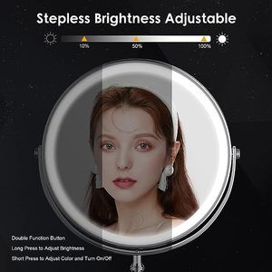 กระจกแต่งหน้าแบบมีไฟ LED สองดวง พร้อมแว่นขยาย - Product Image 5