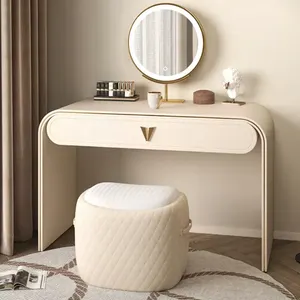 מודרני פשוט מעץ מלא שולחן איפור שידת איפור לבית/מלון עם אור מראה
