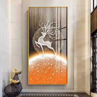 Art mural en porcelaine de cristal d'éléphant animal de luxe moderne, cadre en aluminium doré, décoration d'intérieur, peinture, décoration de salon