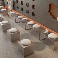 Canapé banquette moderne en acier inoxydable à dossier haut - Ensemble de bancs de salle à manger longs pour mobilier de restaurant, café tendance et pâtisserie