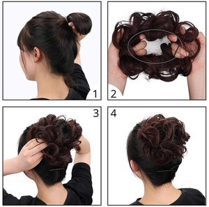 <span class=keywords><strong>Messy</strong></span> Hair <span class=keywords><strong>Bun</strong></span> Hair Scrunchies Extensión Rizado Ondulado Desordenado Moño sintético para mujeres - Product Image 4