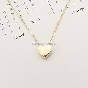 अतिसूक्ष्मवाद डिजाइन असली 18K/ 14K/ 9K सोने के दिल लटकन हार उच्च पॉलिश सरल दिल हार लड़कियों के लिए - Product Image 2