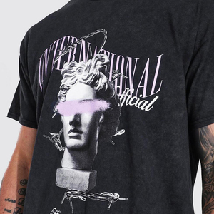 T-shirt col ras du cou de grande taille pour homme, Hip-Hop, imprimé, personnalisé, en coton solide, large, vente en gros - Product Image 2
