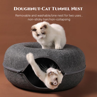 Nouveau design d'accessoires pour animaux de compagnie : Tunnels de jeu lavables pour chats, lit tunnel en feutre pour chats, maison pour animaux de compagnie, lit donut pour animaux de compagnie