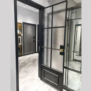 Pintu Prancis, pintu masuk aluminium Interior kaca berbingkai pintu kaca Retro pintu kaca