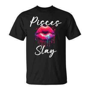 T-shirt unisexe Pisces Slay Zodiac Lips Paint, taille adulte - Product Image 1