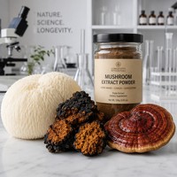 Mélange de champignons LP-6 Crinière de lion, Reishi, Queue de dinde - Double (Extrait aqueux et alcoolique) Polysaccharides UV (30%/40%/50%) Qualité alimentaire HPLC