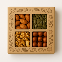 Verpakking voor gedroogd fruit, noten en snacks, premium blisterverpakking met venster en compartimenten voor opslag en presentatie