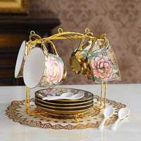 Service à thé et café en porcelaine au design doré de luxe théière en céramique écologique avec support fonction pliante