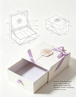 Boîte cadeau carrée biodégradable réutilisable à double ouverture, avec ruban et fermeture magnétique, logo personnalisable pour mariage