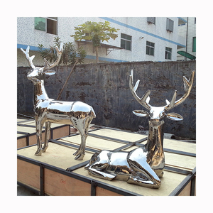 Sculpture abstraite de cerf en acier inoxydable soudé sur mesure, décoration extérieure pour <span class=keywords><strong>jardin</strong></span>, maison, parc urbain, statue d'animal en métal, finition polie miroir - Product Image 2