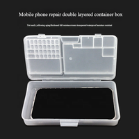 Caja de almacenamiento de piezas de reparación de pantalla multifuncional, caja de plástico de tornillos de teléfono móvil impermeable Doble