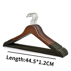 Wholesale Manufactory Hook Type Velvet Black <strong>Hanger</strong> Boutique Wooden <strong>Hangers</strong> With <strong>Clips</strong> - Product Image 3