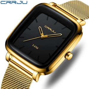 Crrju 2199 Mode Nieuw Design Quartz Horloge Heren Vierkante Wijzerplaat Drie Naald Mesh Band Polshorloge 3atm Waterdicht Heren Horloges 2024 - Product Image 3