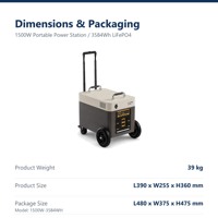 Station d'alimentation portable sur roues 1500W 2560Wh Batterie LiFePO4 4S1P 200Ah avec roues et roulettes pivotantes, Vente en gros