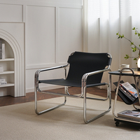 Fauteuil de lecture ergonomique moderne en cuir, avec structure en acier, confortable pour salon, maison, hôtel, école